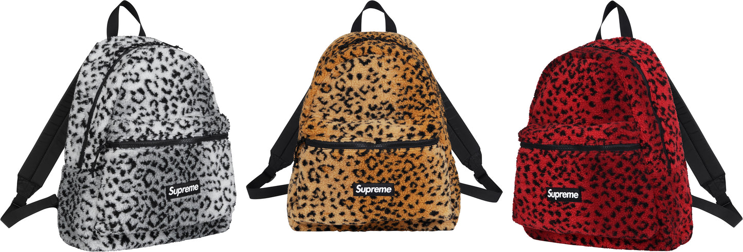 17FW SUPREME LEOPARD FLEECE BACKPACK